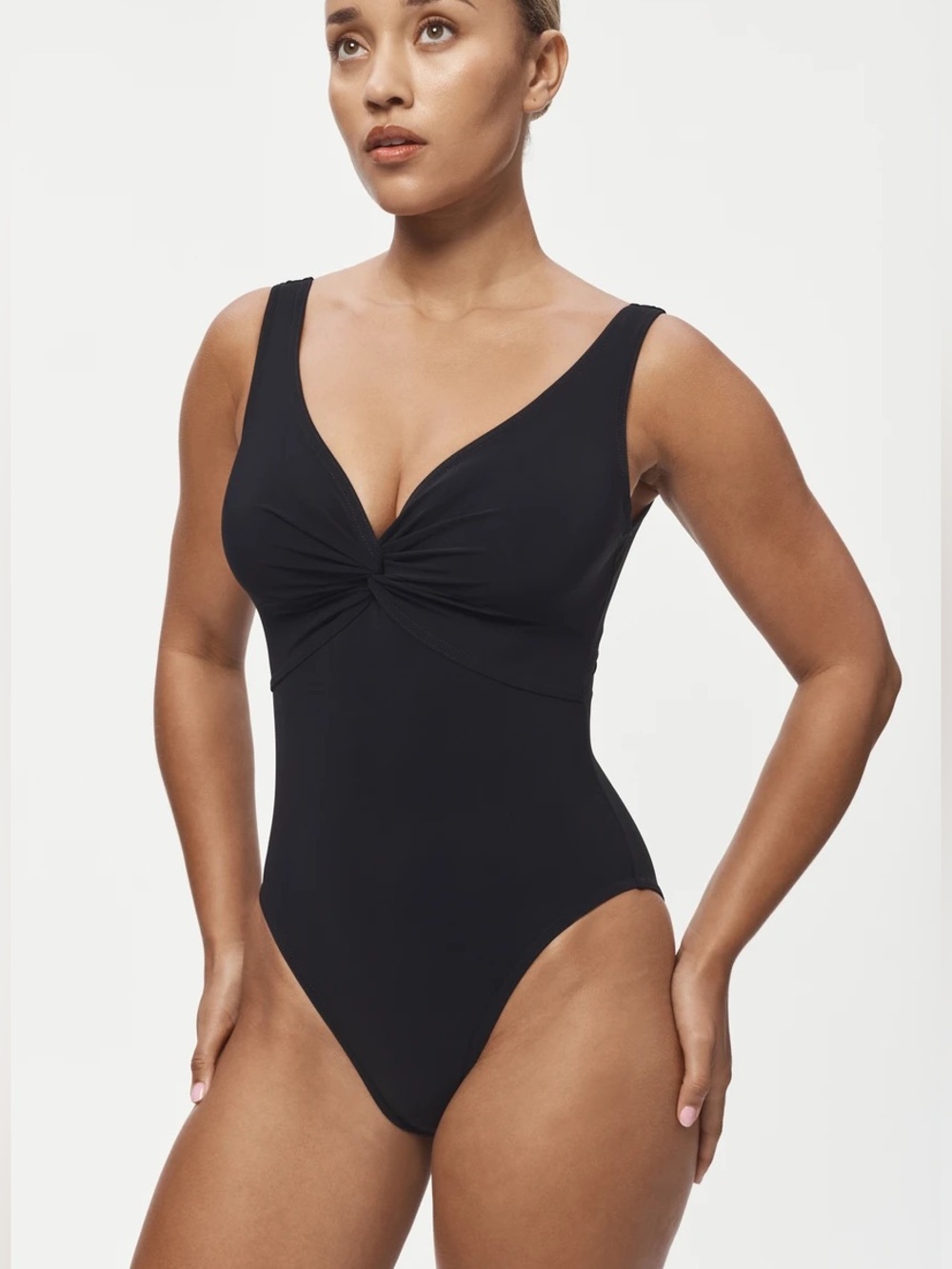 Karla Coletta Black Twist Underwire One Piece Swimsuit Sz 10